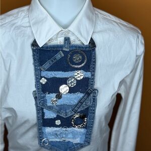 Denim Patchwork with Silver Accents